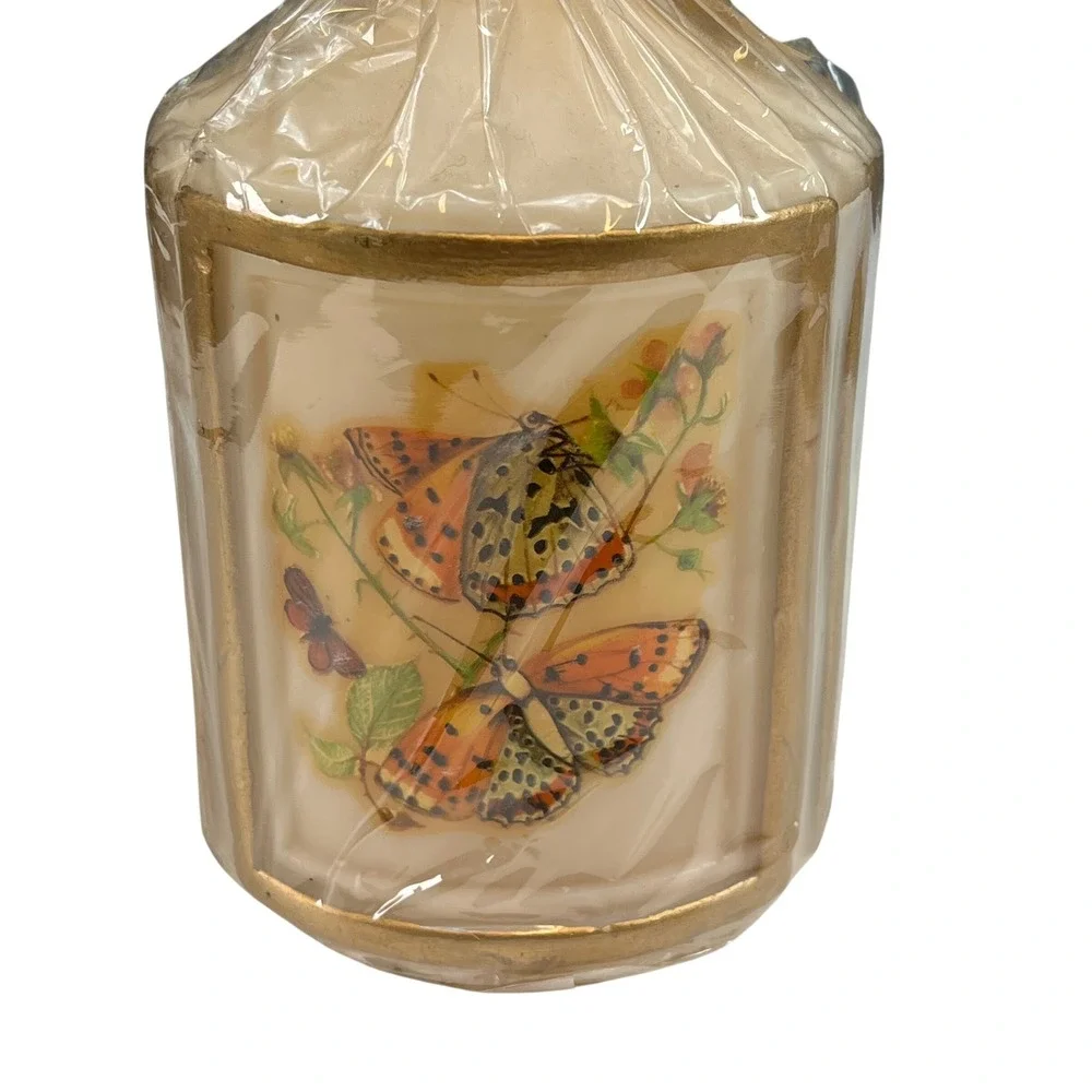 Vintage Peggy Karr Butterfly‎ Pillar Candle Decor Cottagecore Nature